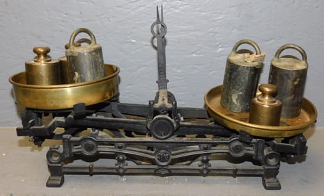 Antique Brass & Iron Scale with Weights
