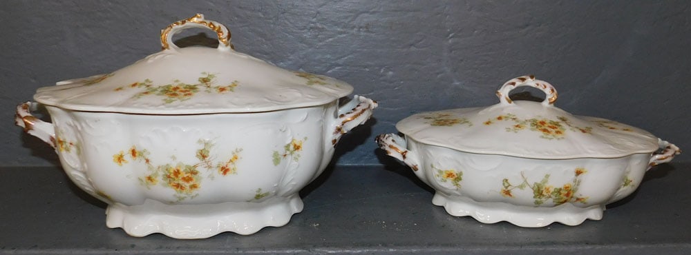 Hand Painted Porcelain Covered Tureen & Covered Dish (1 of 5)