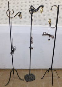 3 Painted Wrought Iron Floor Lamps