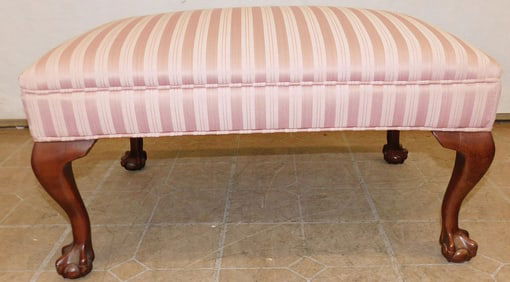 Cherry Ball & Claw Foot Upholstered Top Bench