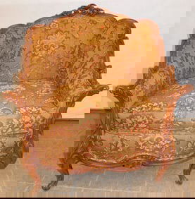 Carved Mahogany French Arm Chair