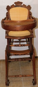 Antique Walnut Victorian High Chair Stroller