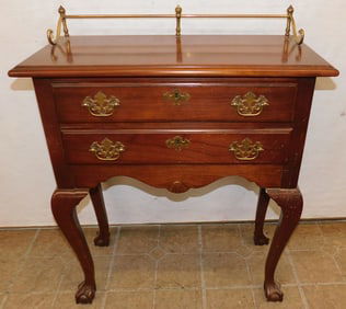 Cherry 2 Drawer Console with Brass Gallery & Ball/Claw Feet
