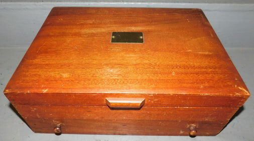 Mahogany Flatware Box with Brass Handles
