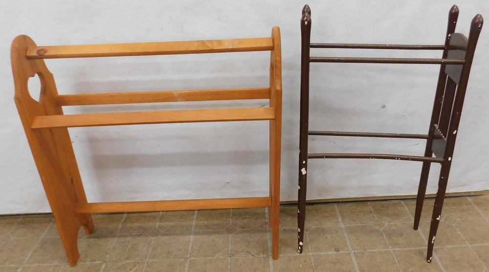 Antique Painted Oak Towel Rack & Pine Towel Rack (1 of 3)