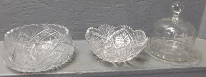 3 Pieces of Cut Glass