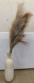 Modern Ceramic Decorative Vase with Faux Pampas Grass