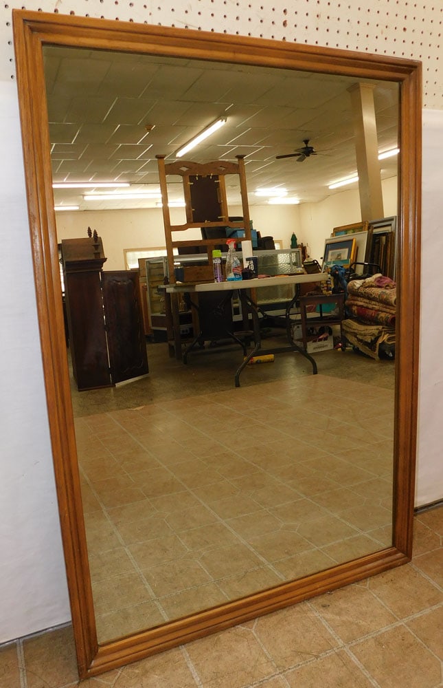 Walnut Framed Mirror: Walnut Framed Mirror. 32 1/2" x 46 3/4" ALL DESCRIPTIONS AND ANY CONDITION STATEMENT GIVEN BY LANGSTON AUCTION GALLERY ARE STRICTLY OPINIONS AND LANGSTON'S SHALL HAVE NO RESPONSIBILITY FOR ERRORS OR O