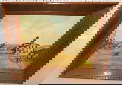 Framed Oil on Canvas Farm Scene Signed