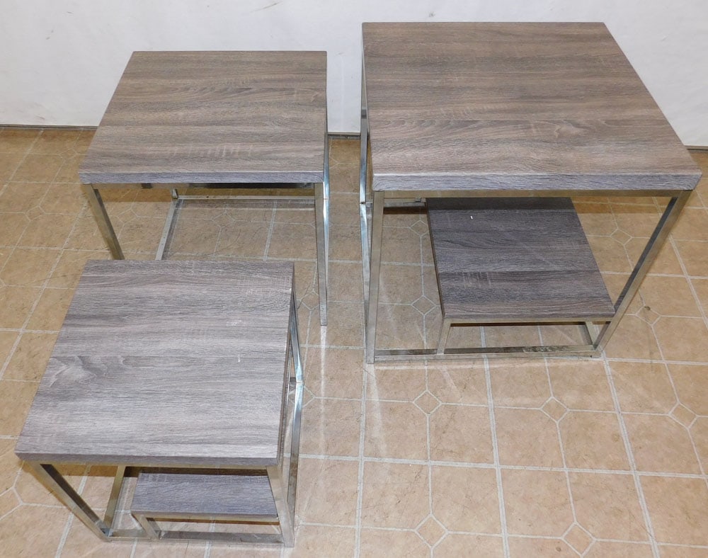 Set of 3 Modern Chrome End Tables (1 of 2)