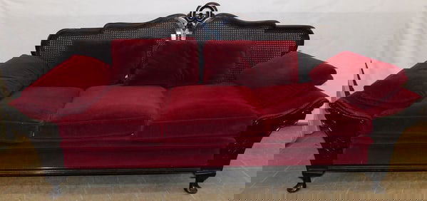 Mahogany Carved & Cane Back Sofa