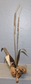 Mid Century Modern Driftwood & Copper Cat Tails