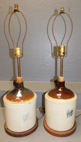Pair of Ironstone Whisky Jugs Made Into Lamps