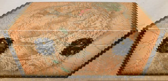 Paint Decorated Old World Map Box