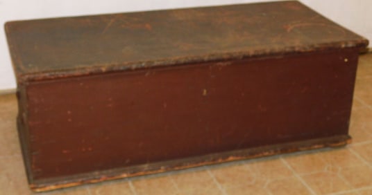 19th Century Red Washed Dovetailed Blanket Chest