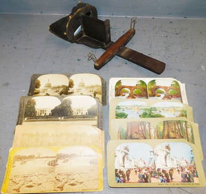 Antique Stereoscope Viewer with Cards
