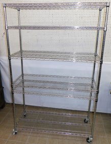 Large 3 Tier Chrome Wire Utility Rack on Wheels