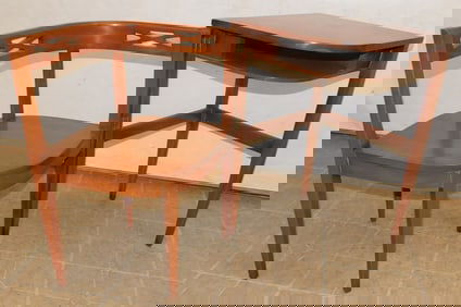 Mahogany Corner Telephone Desk with Pull Out Chair