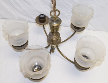 Brass & Glass 5 Light Chandelier