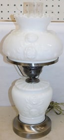 Milk Glass Hurricane Shade Lamp