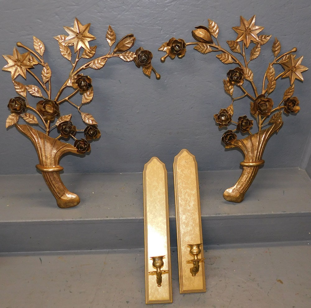 2 Pair of Painted Metal & Brass Wall Sconces (1 of 4)