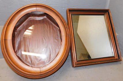 Antique Walnut Frame & Walnut Framed Mirror