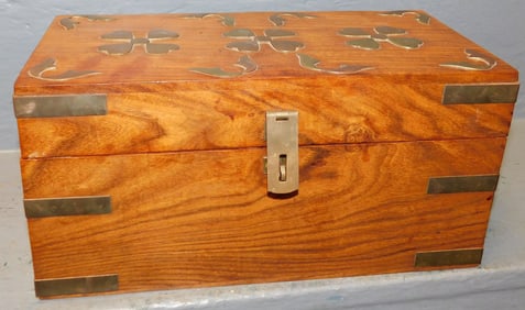 Teakwood & Brass Bound Table Top Box