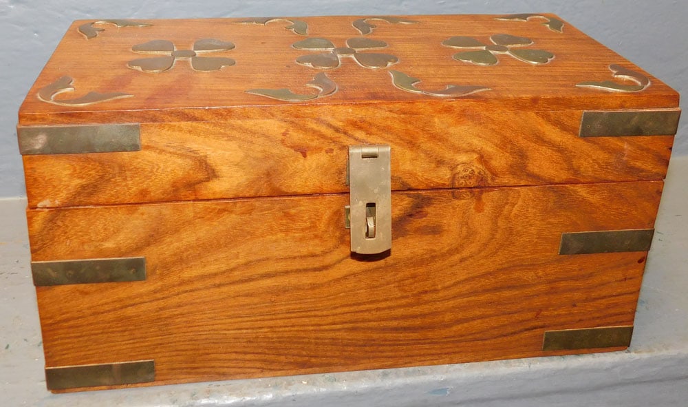 Teakwood & Brass Bound Table Top Box (1 of 4)