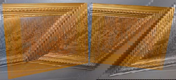 Pair of Gilded Frame Tapestries