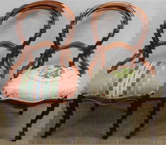 Pair of Walnut Victorian Hip Rest Side Chairs