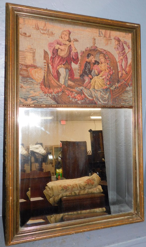 Framed Trumeau Mirror: Framed Trumeau Mirror. 18 3/4" x 28 1/2" ALL DESCRIPTIONS AND ANY CONDITION STATEMENT GIVEN BY LANGSTON AUCTION GALLERY ARE STRICTLY OPINIONS AND LANGSTON'S SHALL HAVE NO RESPONSIBILITY FOR ERRORS OR 