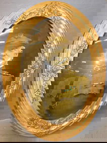 Antique Bubble Glass Frame Portrait Print of Army General John Pershing