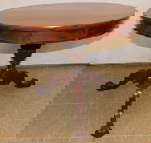 Antique Mahogany Round Table with Ball & Claw Feet