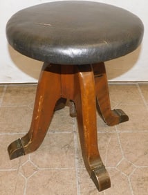 Antique Walnut Adjustable Piano Stool