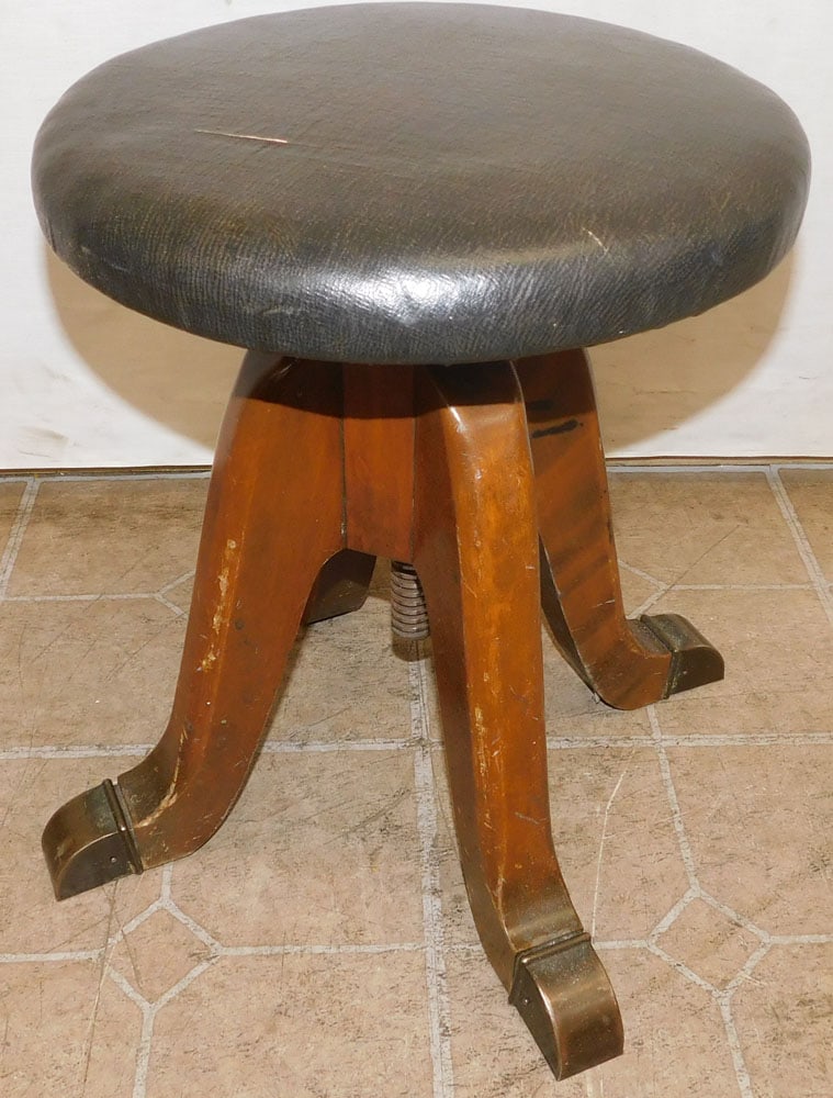 Antique Walnut Adjustable Piano Stool (1 of 2)