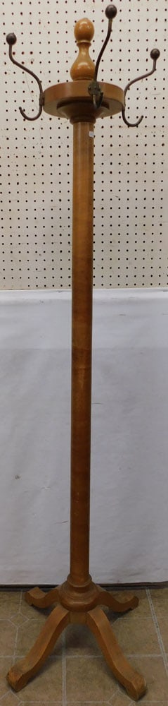Maple Hat Stand: Maple Hat Stand. 68 1/2" H ALL DESCRIPTIONS AND ANY CONDITION STATEMENT GIVEN BY LANGSTON AUCTION GALLERY ARE STRICTLY OPINIONS AND LANGSTON'S SHALL HAVE NO RESPONSIBILITY FOR ERRORS OR OMISSIONS. THE