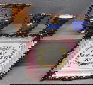 4 Antique Copper Luster Items