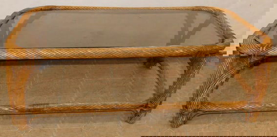 Rattan Glass Top Coffee Table