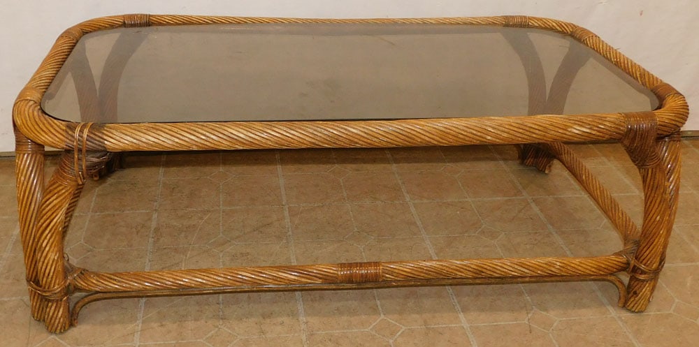 Rattan Glass Top Coffee Table (1 of 3)