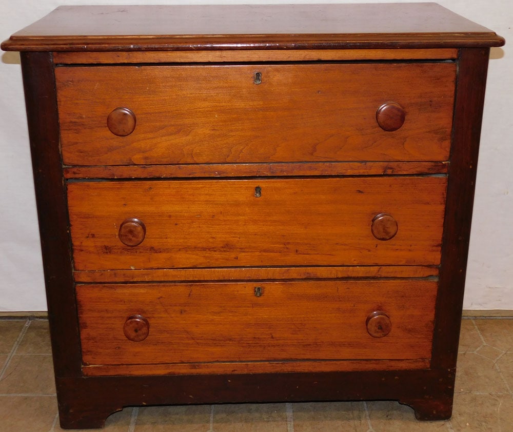 Antique Walnut 3 Drawer Chest (1 of 6)