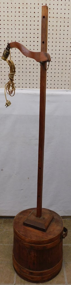 Antique Wooden Sugar Bucket Floor Lamp (1 of 4)