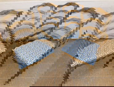 Set of 4 Painted Ladder Back Dining Chairs