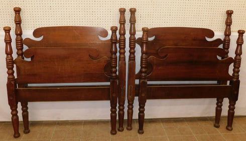 Pair of Antique Walnut Twin Beds