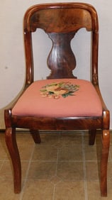 Antique Mahogany Needlepoint Seat Side Chair