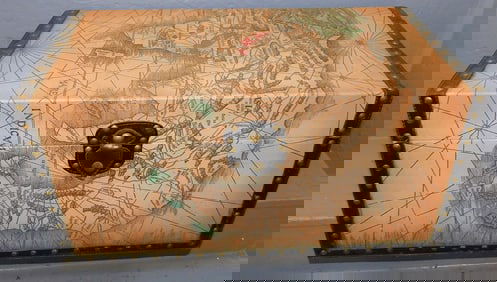 Old World Map Paint Decorated Box