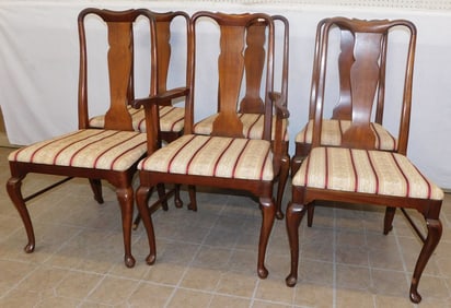 Set of 6 Cherry Queen Anne Style Dining Chairs by Thomasville