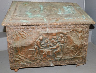 Antique Brass Bound Kindling Box