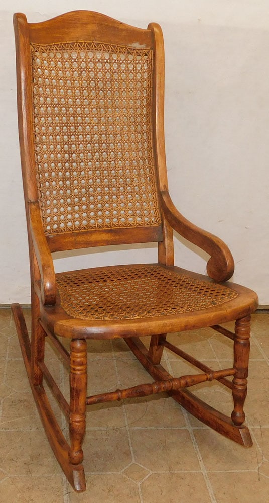 Antique Walnut Cane Seat & Back Rocker (1 of 3)