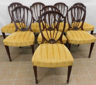 Set of 8 Mahogany Shield Back Dining Chairs
