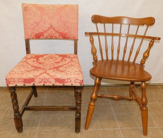 Maple Arm Chair & Antique Oak Side Chair
